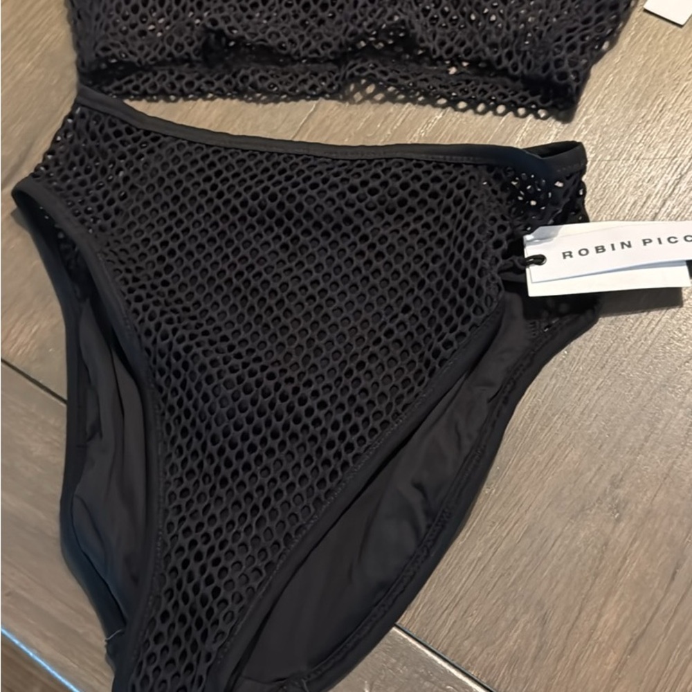 Robin Piccone Elegant Black Mesh Swimwear
